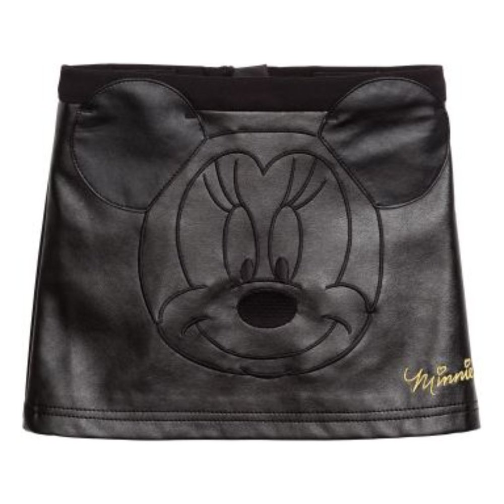 DISNEY x H&M Short Imitation Leather Minnie Mouse Black Skirt Girl's Size 6-7